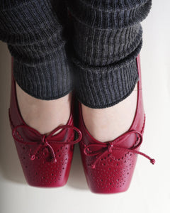 Classic Romantic Ballerina Flat Shoes: 'Minnet' Dark Red