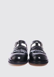 Rouen Classic Round-Toe Loafer Mules : Black